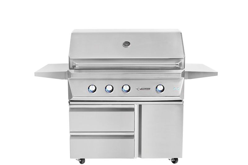Stainless Steel Grill with Storage Drawers