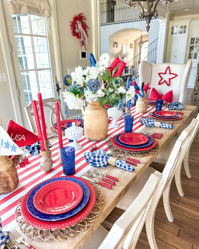 Make Your Fourth Sparkle With These 16 Red White & Blue Decor Tips - Decor Hint Layered Table Runners