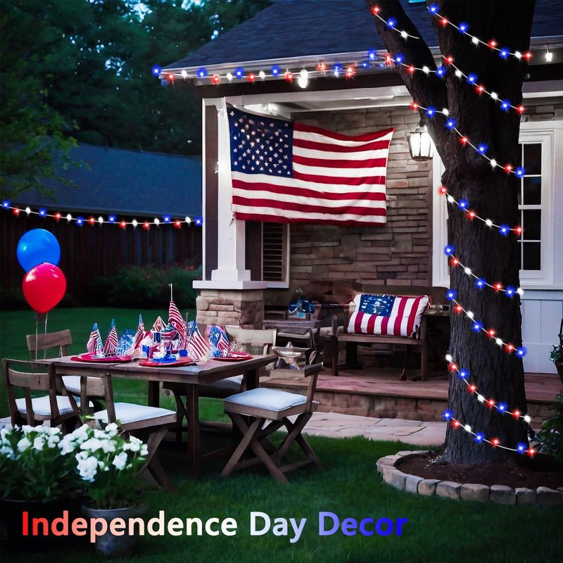 Make Your Fourth Sparkle With These 16 Red White & Blue Decor Tips - Decor Hint String Light Displays