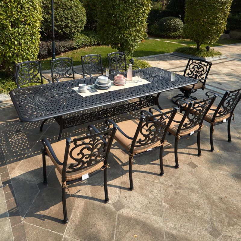 California Dreamin Outdoor Dining Setups From Santa Barbara Homes - Decor Hint Wrought Iron Patio Tables with Cushioned Chairs