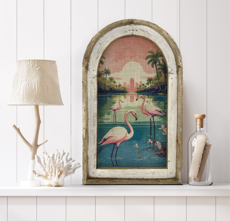 Flamingo and Palm Tree Motifs