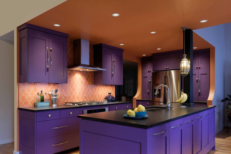16 Colors To Paint Your Small Kitchen Cabinets That Aren't Just White - Decor Hint Deep Plum