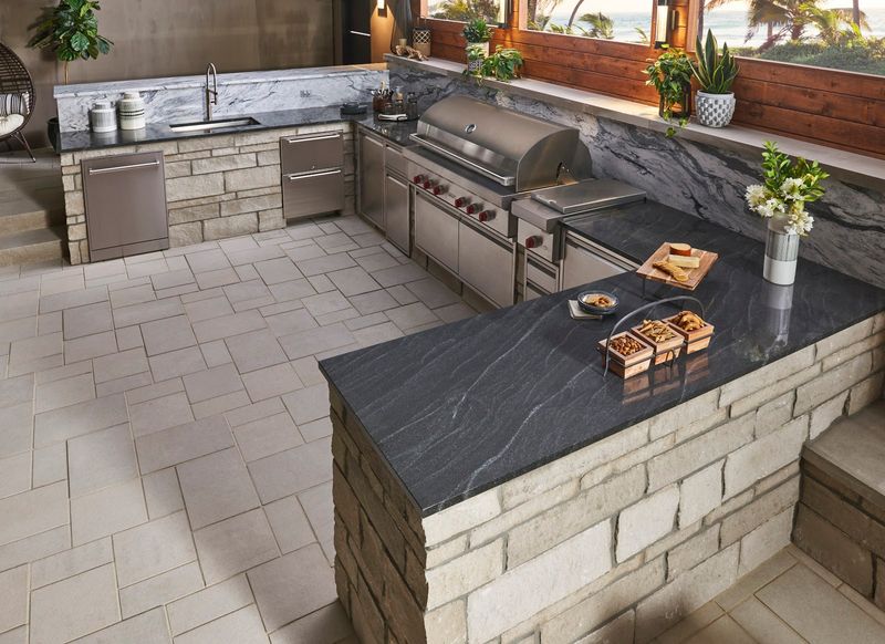 Slate Tile Grill Surround