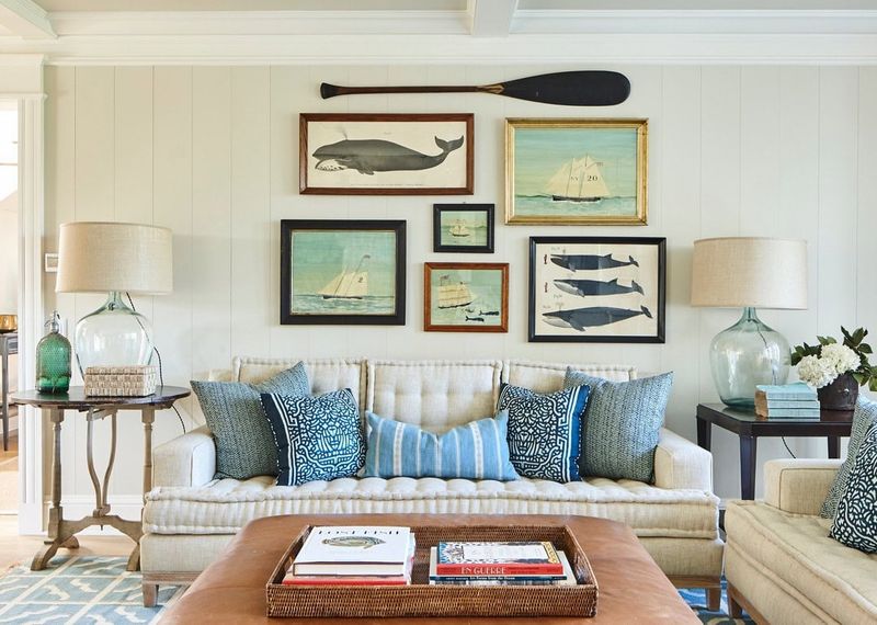 Anchor Motifs On Pillows Or Rugs