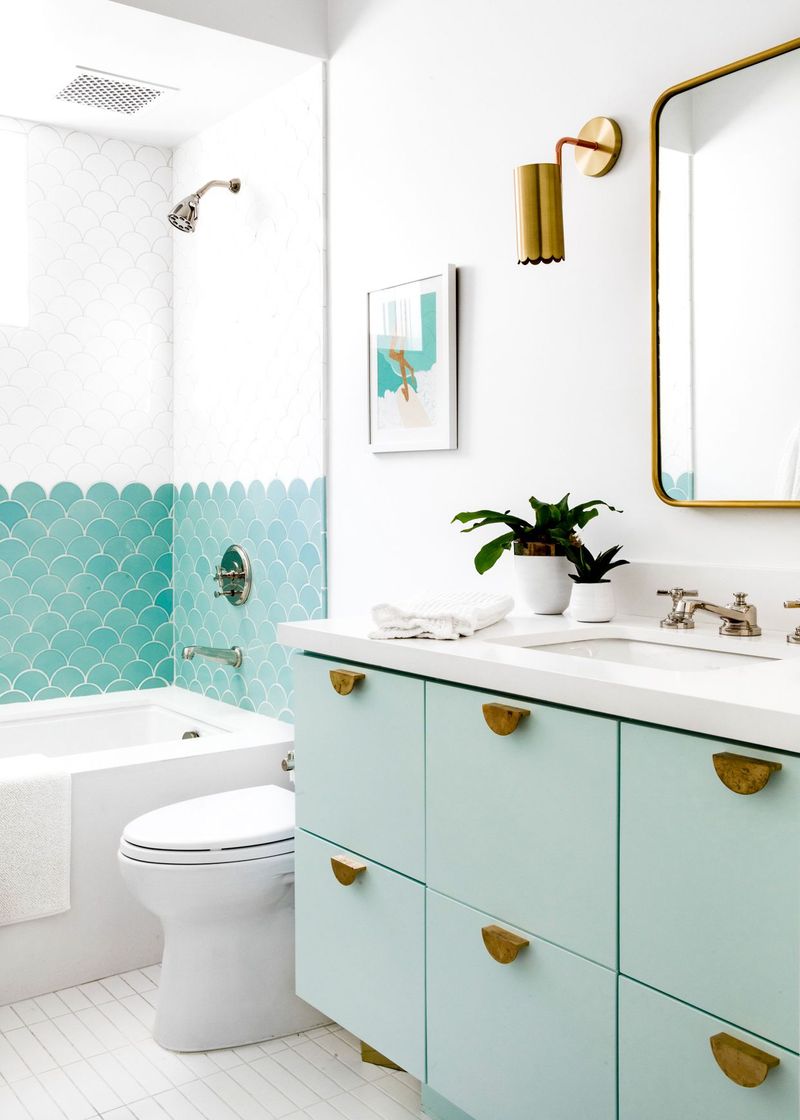11 Interiors That Make A Case For The Blue & Green Color Combo - Decor Hint Seafoam Bathroom Tiles
