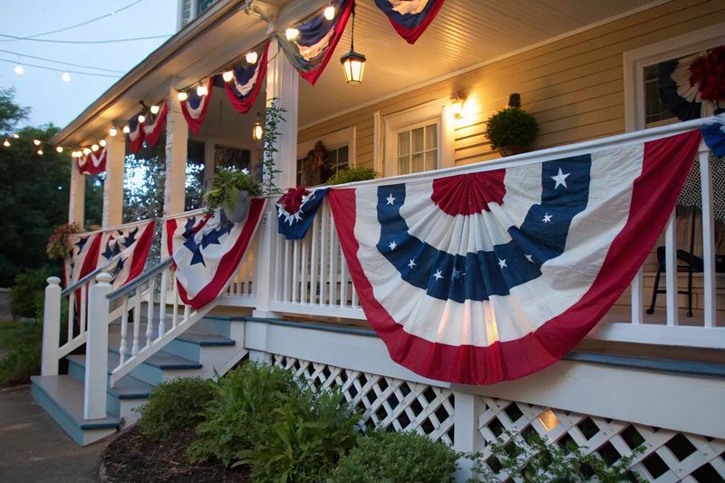 Layered Fabric Buntings in Red, White, and Blue