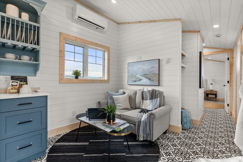 Classic Americana Meets Tiny Living In The Tulameen Tiny Home - Decor Hint Living Area Highlights