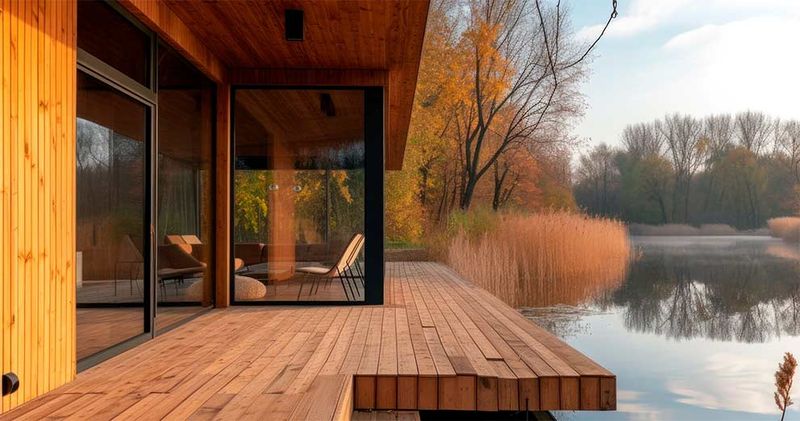 Stain or paint wooden deck boards