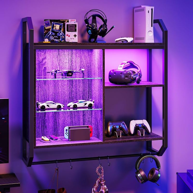 12 Home Designs Focus On Gamers With Clever Mix Of Comfort And Style To Level Up Space (Floor Plans Included) - Decor Hint Wall-Mounted Display Racks for Gear