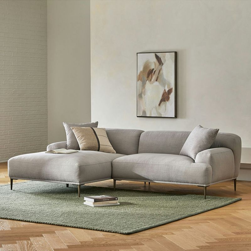 Give Your LA Living Room A Modern Edge Swap Outdated Sofa Colors For These 16 Fresh New Shades - Decor Hint Misty Gray