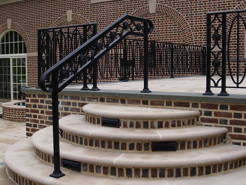 Brick or Stone Stoops with Wrought Iron Railings