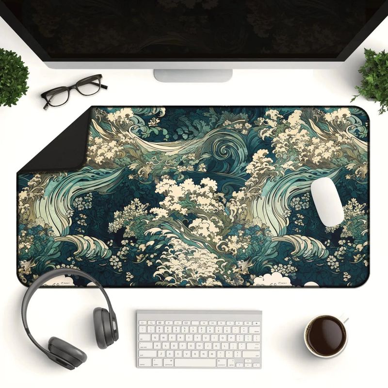 18 Desk Setup Tips For Better Work-Life Balance - Decor Hint Use a Decorative Desk Mat to Define Your Workspace