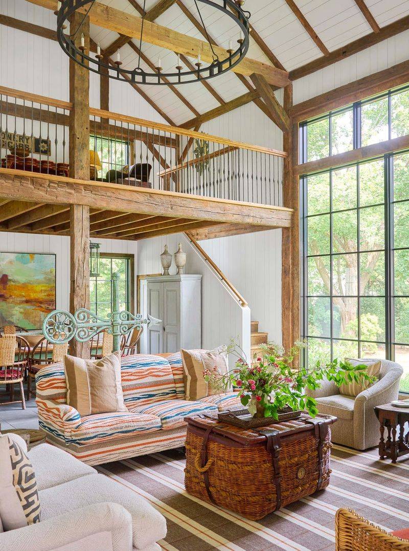 Small Yet Clever 10 Farmhouse Homes Show Off Brilliant Overhead Storage Ideas - Decor Hint Barn Wood Boxes Hung from Joists
