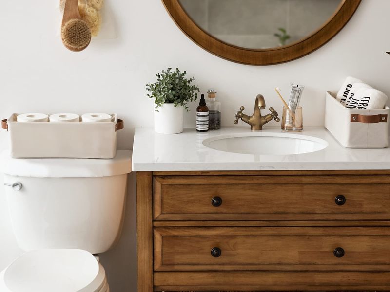 19 Smart Ways To Use That Space Above The Toilet - Decor Hint Woven Or Decorative Bins