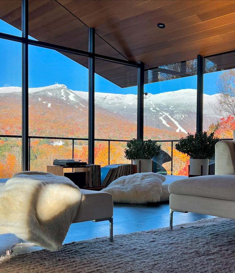 Large windows framing mountain views