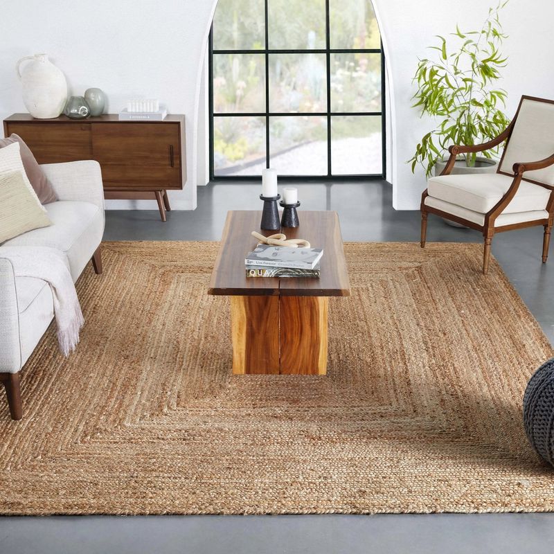 24 Inspiring Ways To Blend Rustic Boho And Farmhouse Styles In Your Living Room - Decor Hint Natural fiber area rug