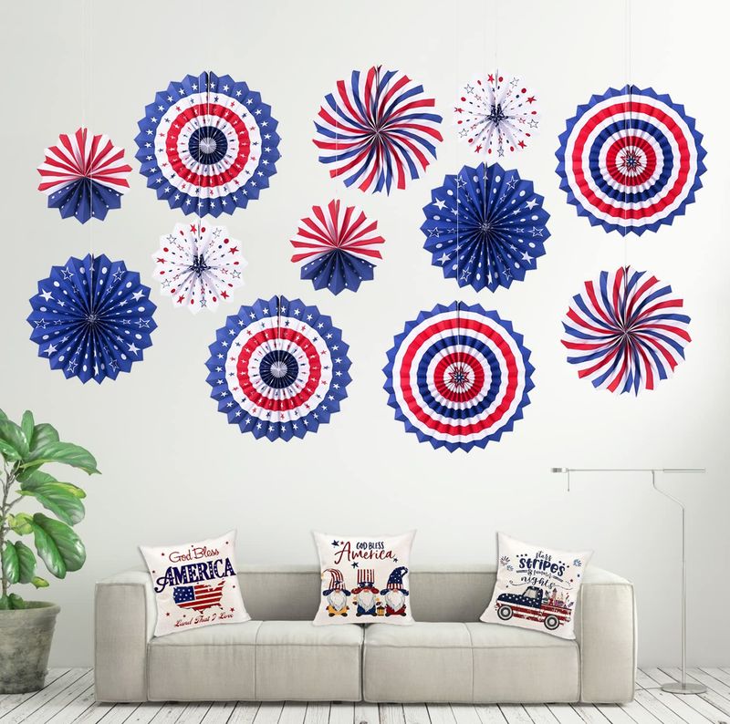 17 Effortless 4th Of July Decorations That Make A Big Impact - Decor Hint Patriotic Paper Fans