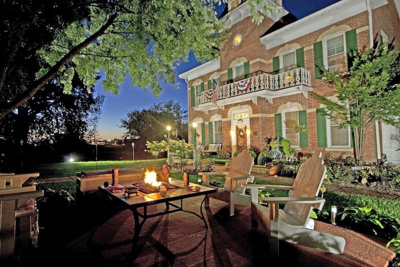 Soft exterior lighting along walkways
