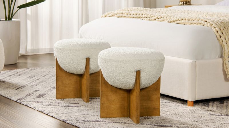 Bouclé Or Woven Ottomans