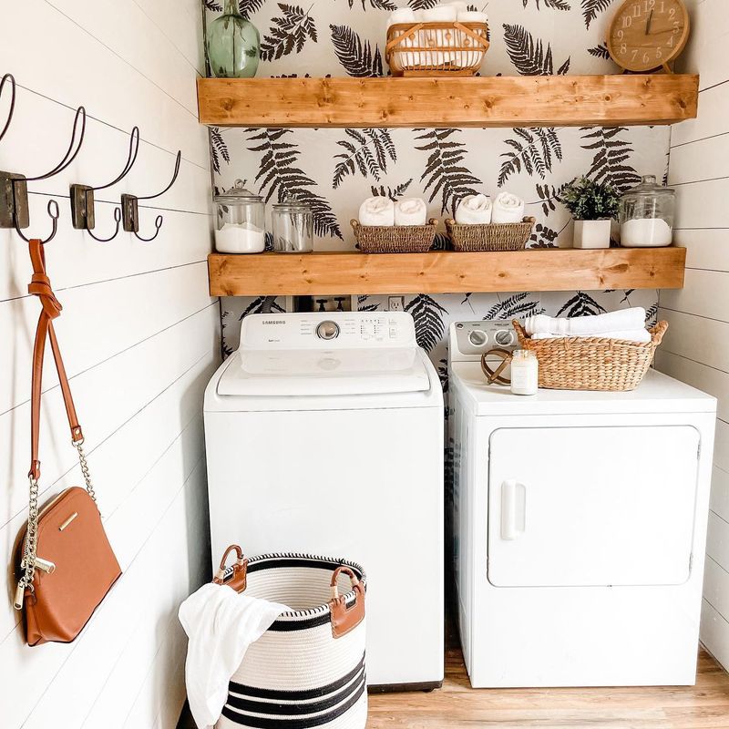 13 Affordable DIY Laundry Room Makeover Ideas And Guide - Decor Hint Peel-and-Stick Wallpaper