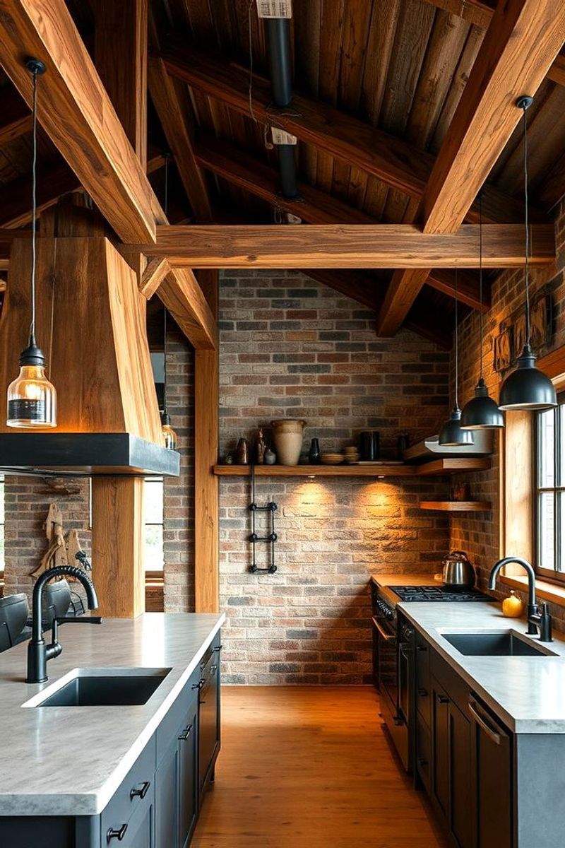22 Fancy Barndominium Homes That Beautifully Mix Rustic With Modern - Decor Hint Slate Countertops & Exposed Beams