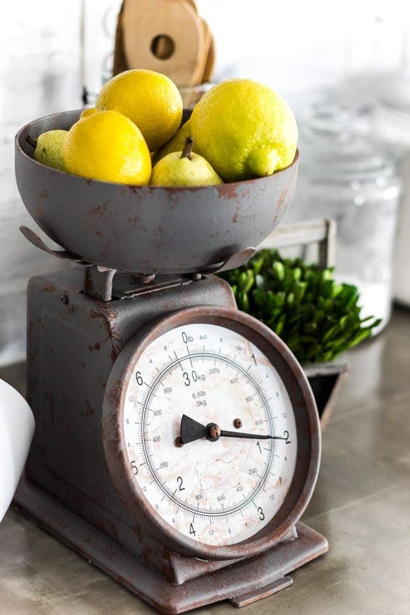 Say Goodbye To These 11 Farmhouse Fads And Please Ditch These 6, Too - Decor Hint Faux Vintage Kitchen Scales