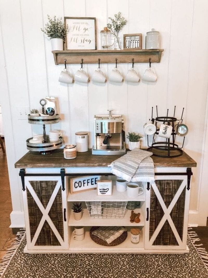 How To Achieve Country Chic Style In Your Kitchen: 17 Simple Tips - Decor Hint Create A Rustic Coffee Station