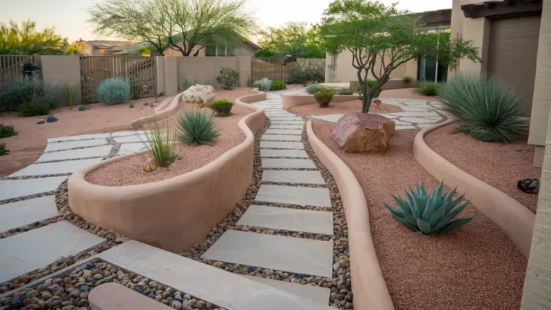8 Welcoming Garden Spaces Found All Over Arizona - Decor Hint Gravel Pathways Bordered by Agave and Yucca