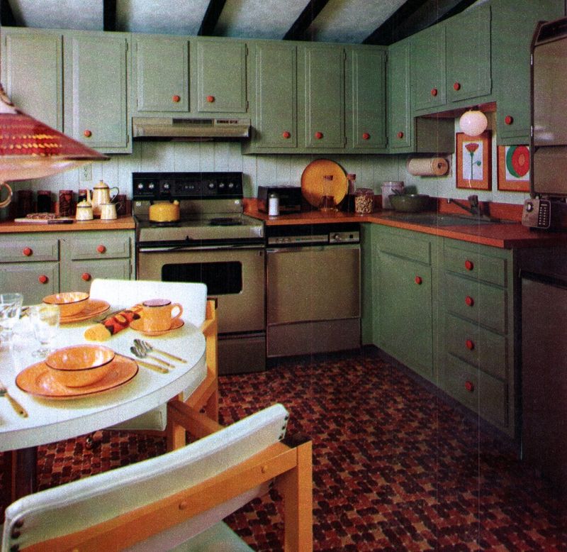 Step Back In Time With 27 Retro Kitchen Styles Straight From The 1970s - Decor Hint Built-In Kitchen Radios