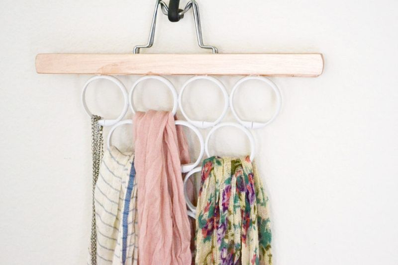 33 Organizing Hacks To Transform Your Home - Decor Hint Shower Curtain Ring Scarf Hanger