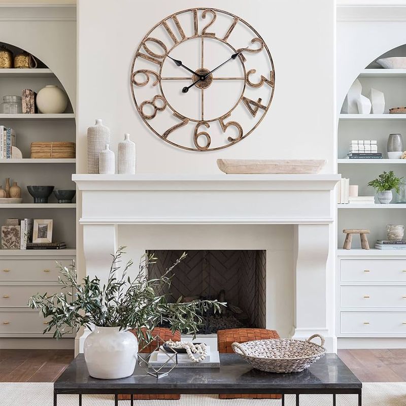 15 Functional And Stylish Farmhouse Living Room Ideas (Plus 5 You Will Absolutely Love) - Decor Hint Oversized wall clocks