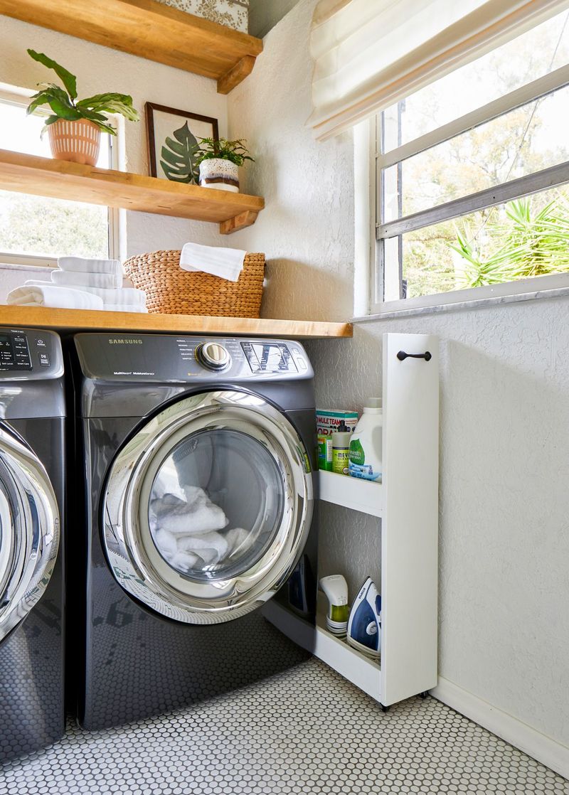 13 Affordable DIY Laundry Room Makeover Ideas And Guide - Decor Hint Sliding Baskets