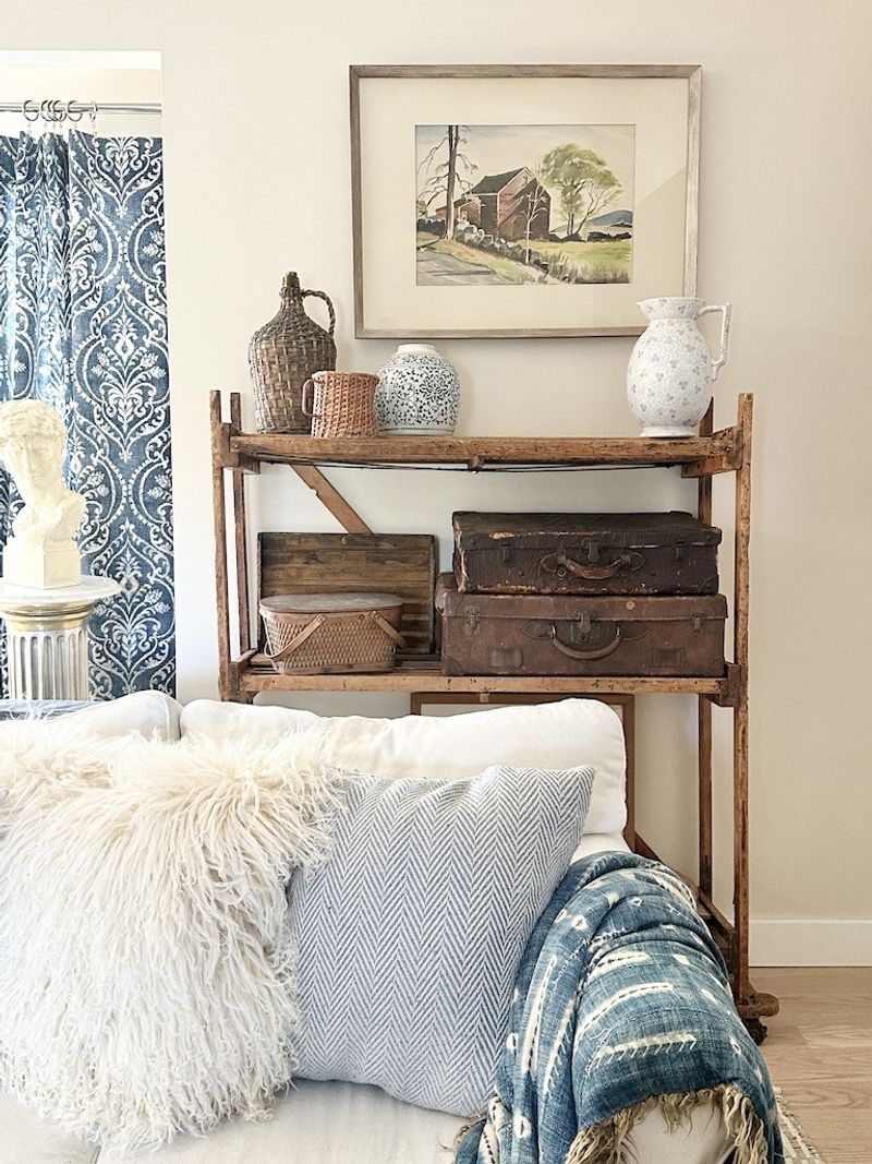 24 Inspiring Ways To Blend Rustic Boho And Farmhouse Styles In Your Living Room - Decor Hint Vintage or found objects as art