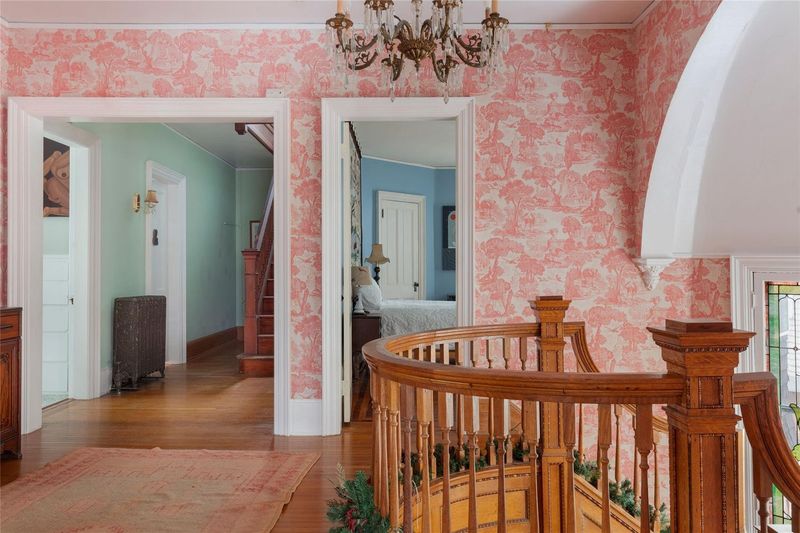 Inside A 1899 Queen Anne Victorian In Poughkeepsie With Stained Glass And Intricate Woodwork - Decor Hint Upper Hallway