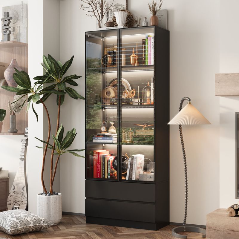 20 Quick Changes To Elevate Your Living Room - Decor Hint Switch Out Cabinet Doors for Glass Fronts