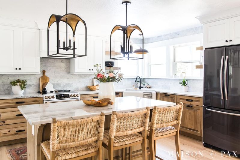 Heavy Dark Wood Cabinets Get Lightened Up