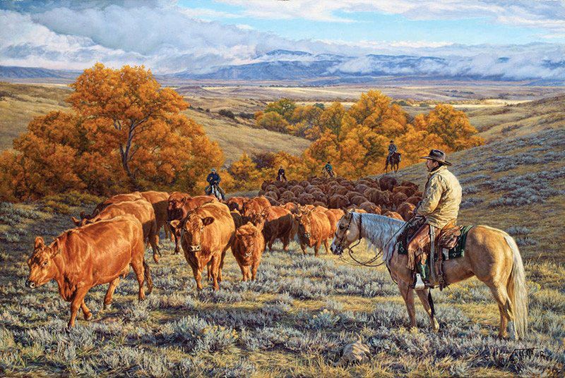 Vintage Texan Art Depicting Pioneer Life