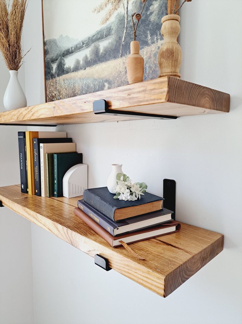 15 Functional And Stylish Farmhouse Living Room Ideas (Plus 5 You Will Absolutely Love) - Decor Hint Wall-mounted open shelving