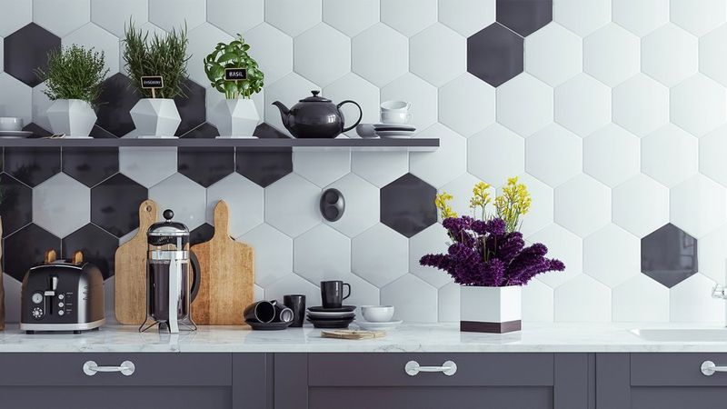 Geometric Backsplashes Create Visual Interest