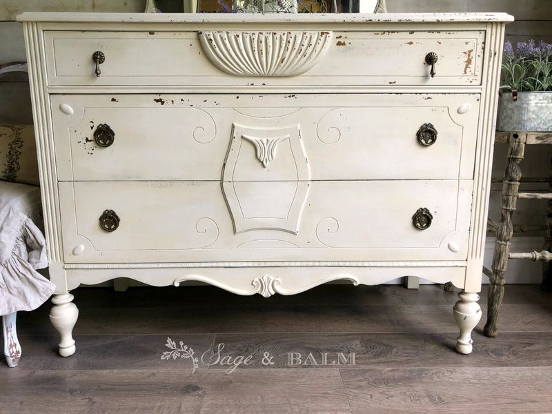 Shabby-Chic Painted Dressers Showing Their Age