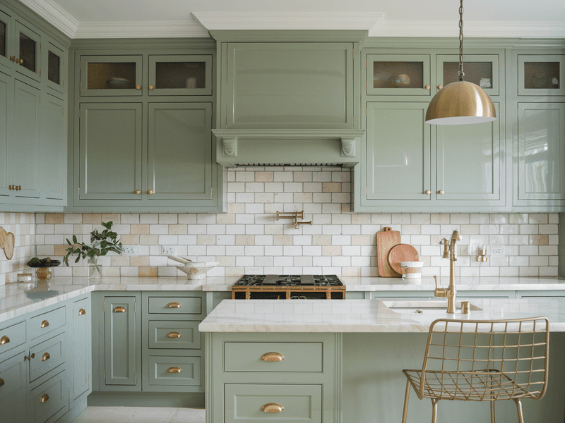 10 Earth-Toned Kitchens That Strike The Perfect Balance Between Modern & Timeless (Plus 10 That Are A Bad Choice) - Decor Hint Sage Green Cabinetry With Brass Hardware