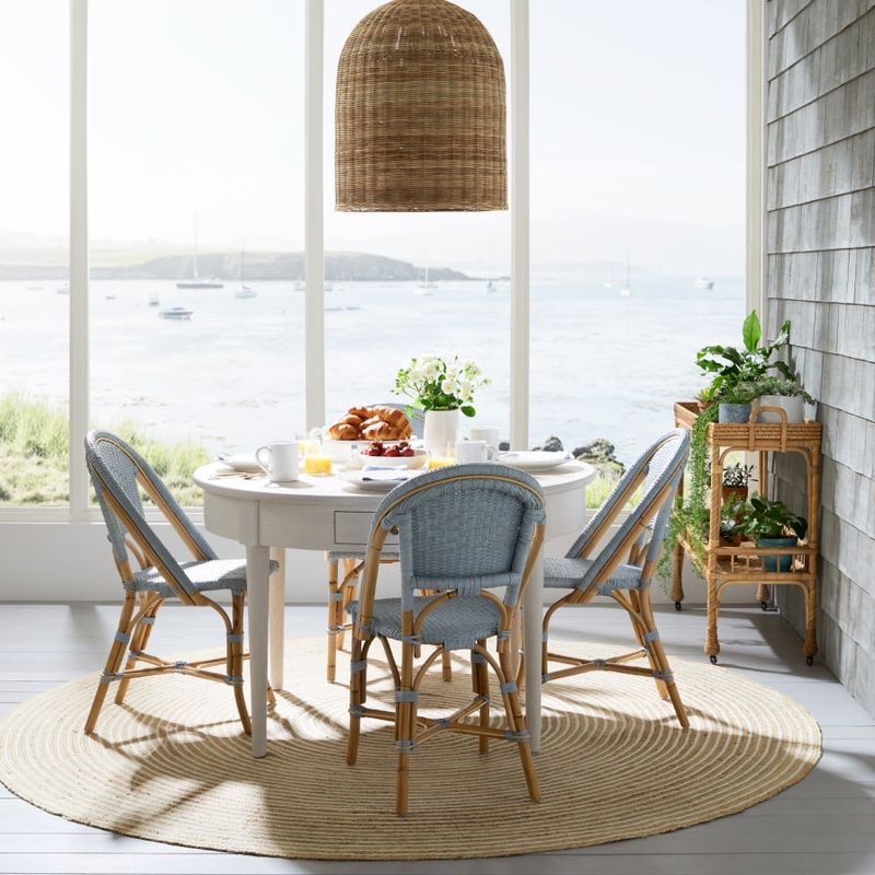 California Dreamin Outdoor Dining Setups From Santa Barbara Homes - Decor Hint Coastal Rattan Dining Sets with Linen Cushions