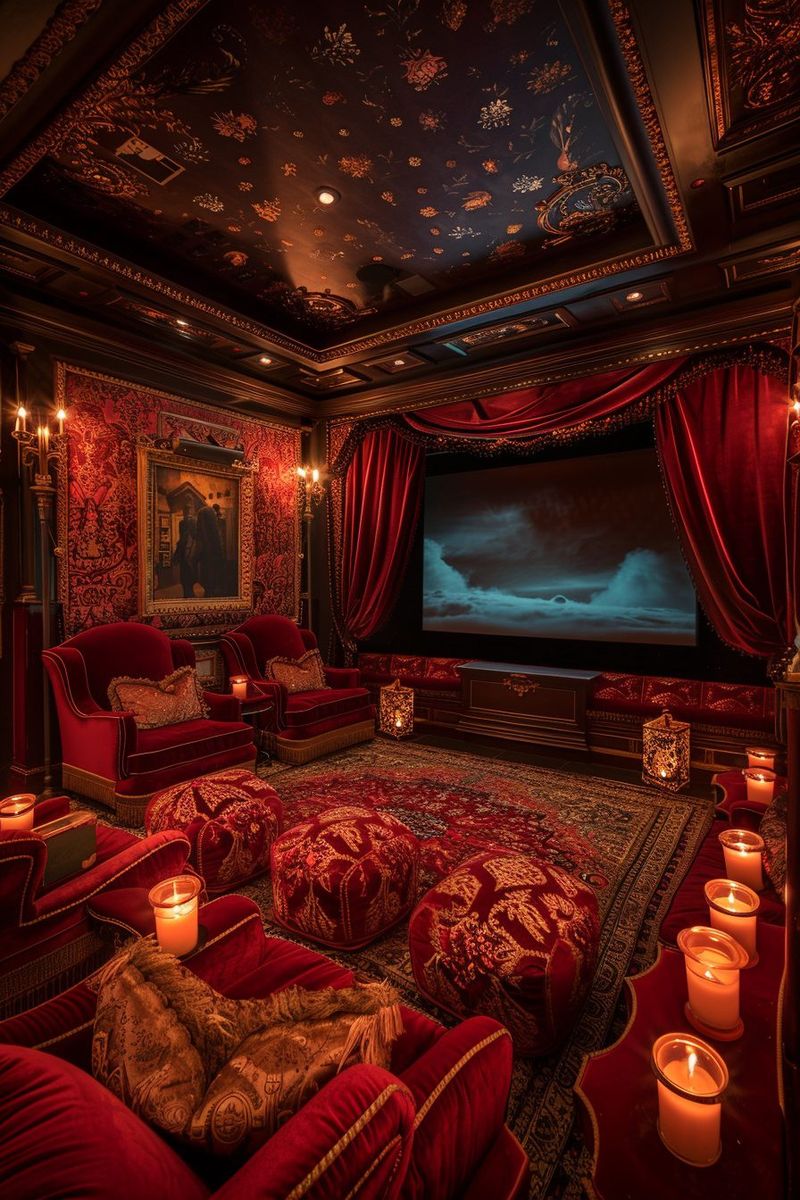 18 Photos That Show Inside A Mansion That Belonged To One Of America’s Wealthiest Families - Decor Hint Private Home Theater with Red Velvet Seating