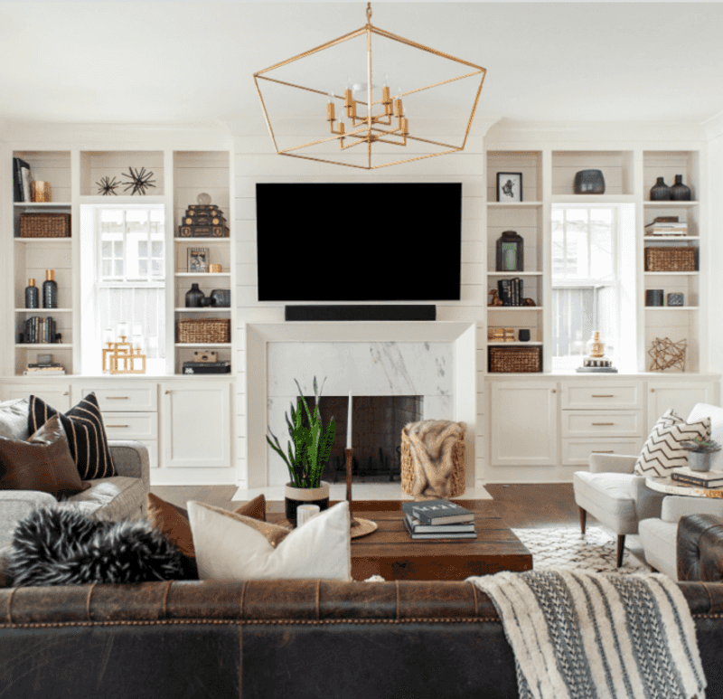 15 Functional And Stylish Farmhouse Living Room Ideas (Plus 5 You Will Absolutely Love) - Decor Hint Built-in bookcases