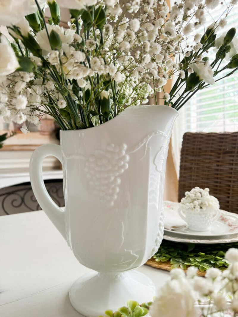 These 18 Spring Home Decor Picks Instantly Cheer Up Any Room Starting at $10 - Decor Hint Vintage Milk Glass Pitchers