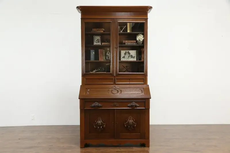 Victorian Burl Walnut Secretaries