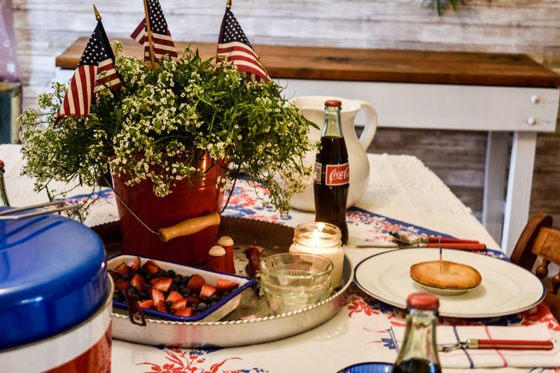 Enamelware Centerpieces with Wildflowers