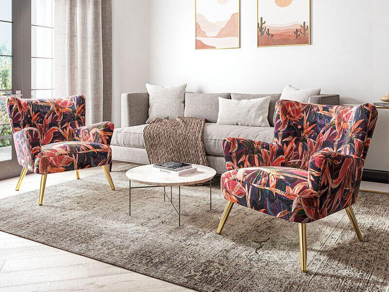 Floral Upholstered Armchairs