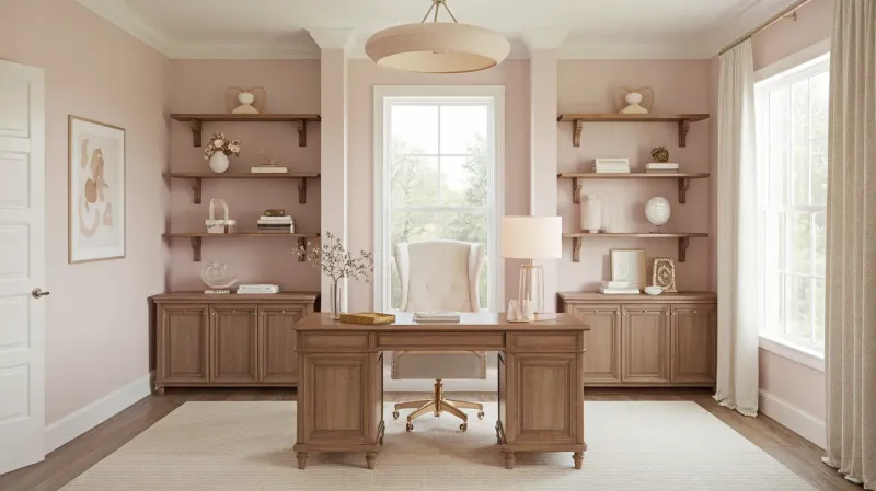 Dusty Pink And Espresso Office Vibes