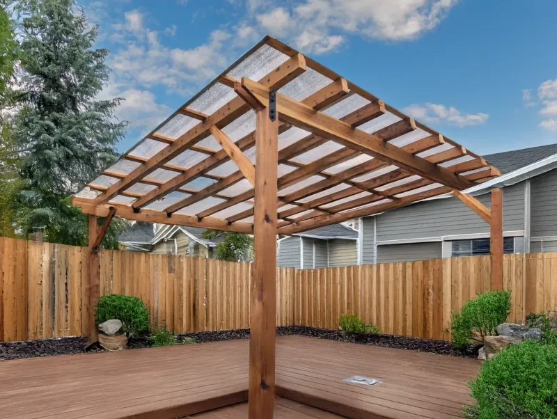 Cedar Pergola with Clear Roof Panels